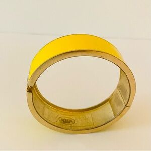 Vintage Signed Amrita Singh Yellow Enameled Cuff Bracelet Yellow & Gold-tone.